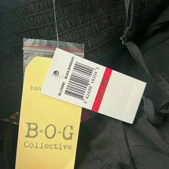 Band of Gypsies Sweetheart Spaghetti Strap Jumpsuit Black/Bordeaux Stripe-XS-NWT - Picture 6 of 9